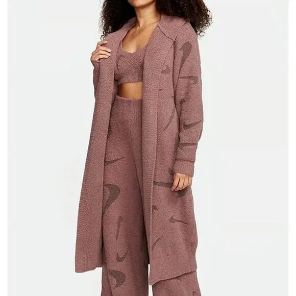 Nike Phoenix Cozy Boucle Long Knit Cardigan Sizes XS-XL Women Plum FD4282-208 - Picture 3 of 6